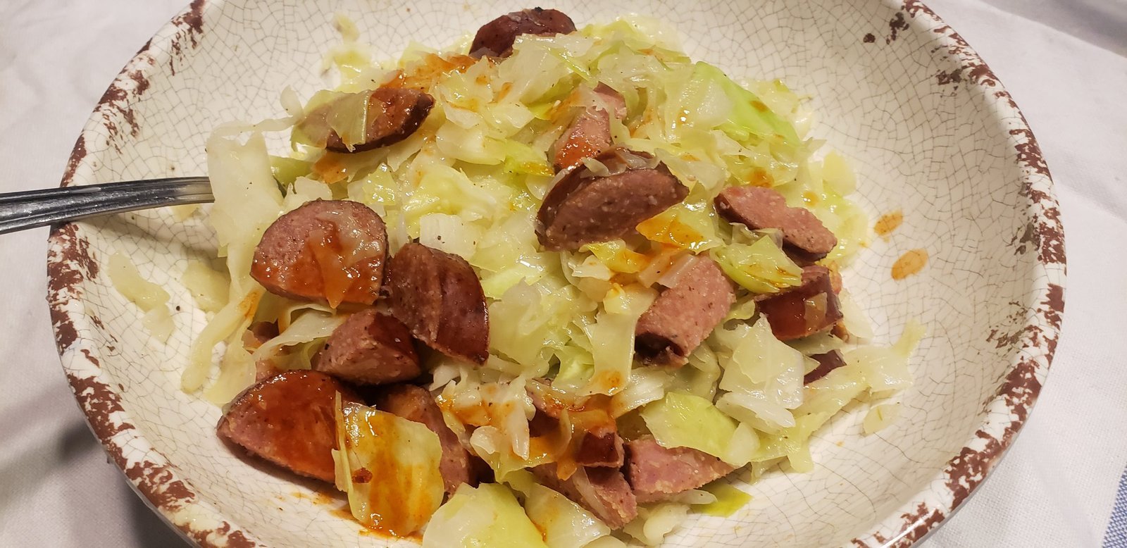 Fried Sausage and Cabbage Skillet, Low Carb THM S