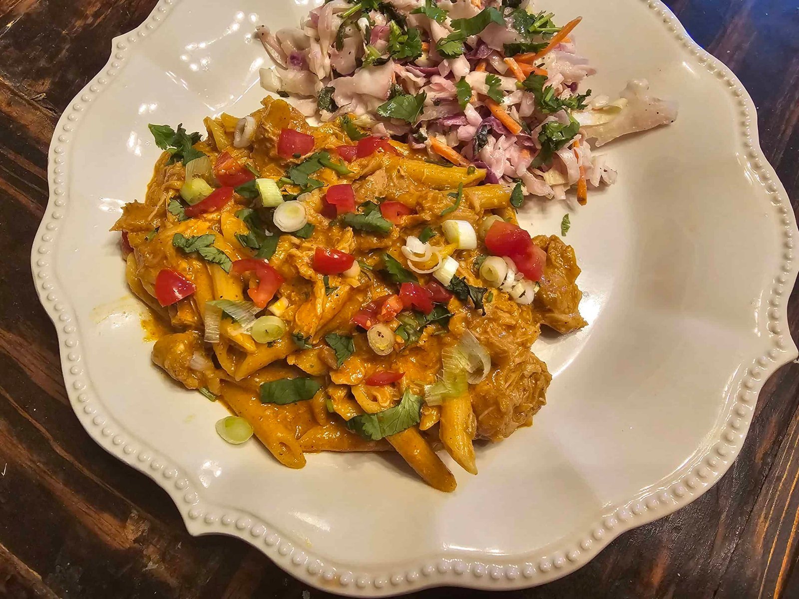 Easy Crockpot Mexican Chicken Cheesy No-Cheese Pasta- Trim Healthy Mama Fuel Pull